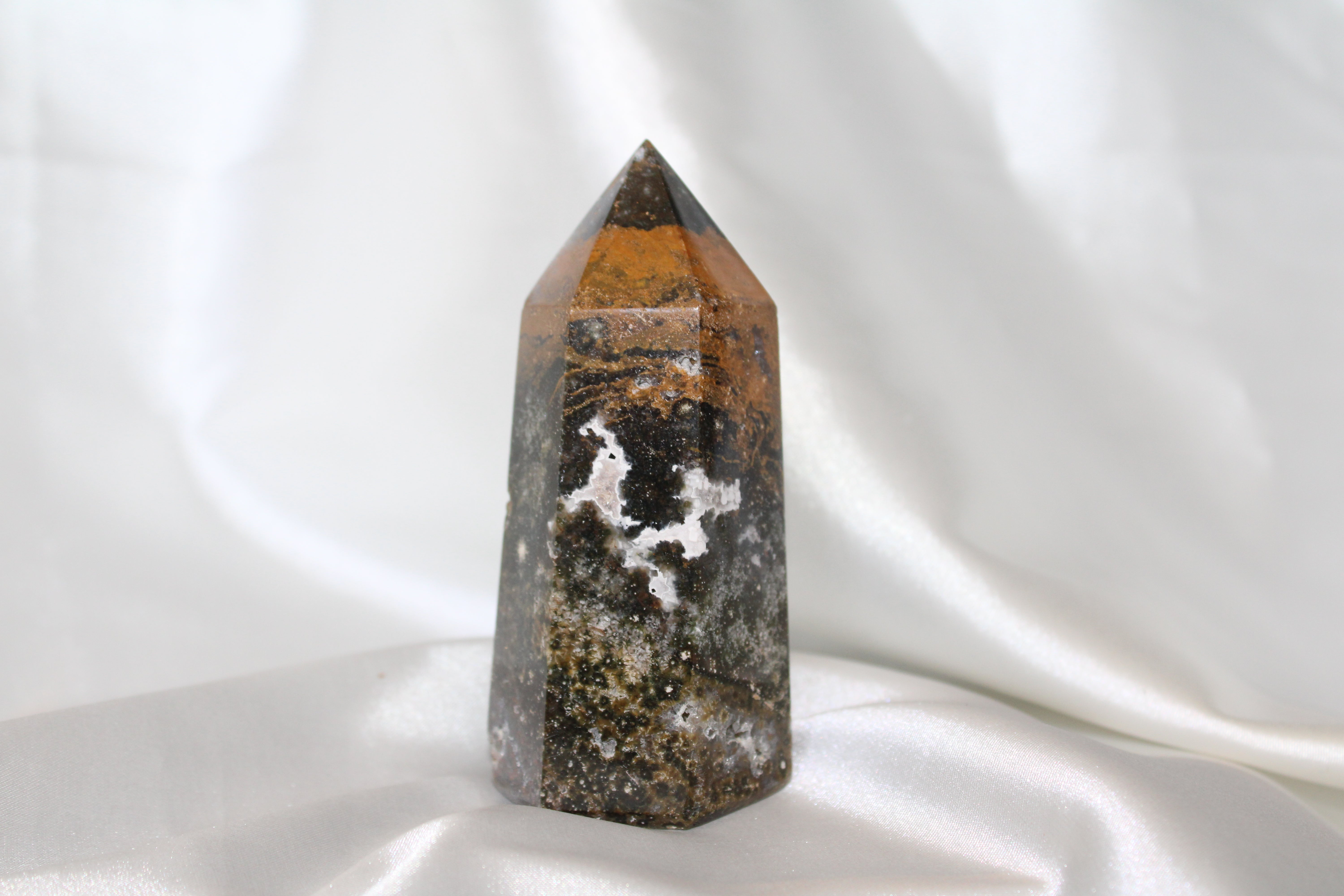 AAA++ Ocean Jasper Tower with Druzy, 9.7 oz Polished Generator outlets Point from Indonesia